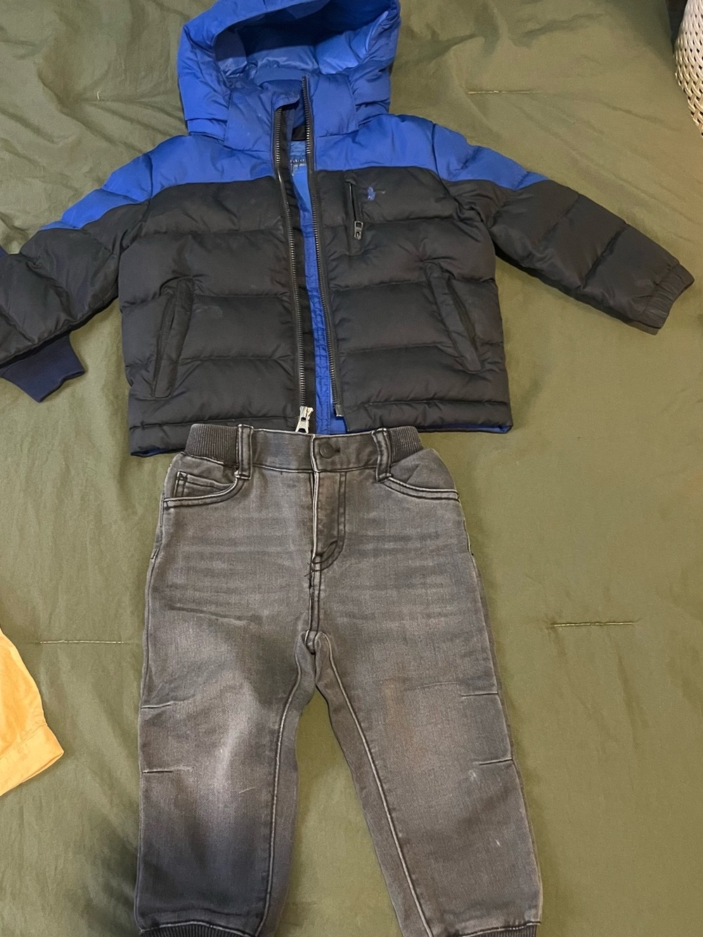 Toddler Hooded Puffer Jacket in Black and Blue